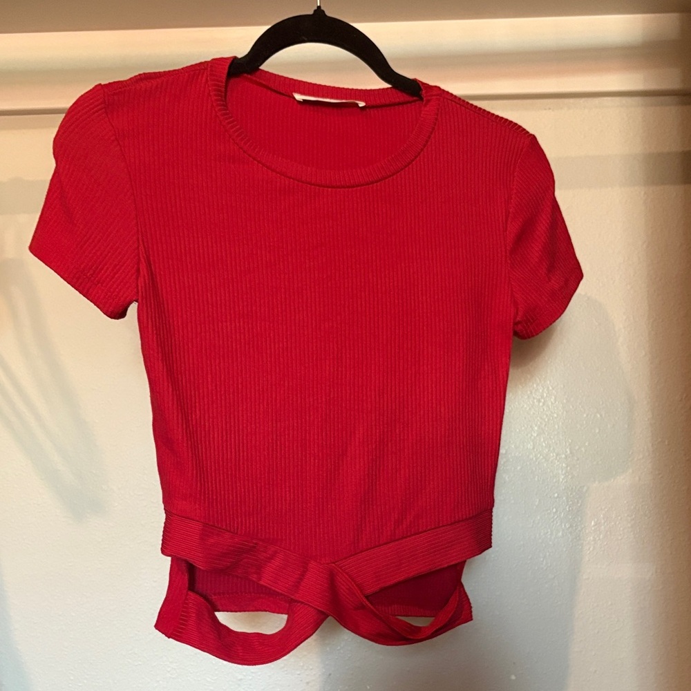 Vibrant Red Cut-Out Crop Top